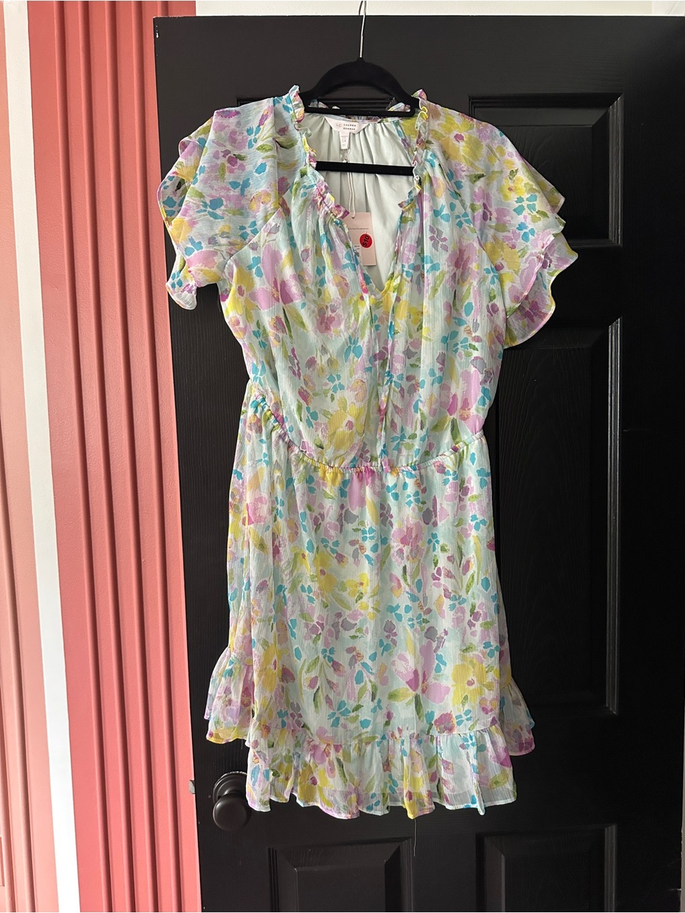 LC Lauren Conrad Pastel Floral Ruffle Dress - Pink, Yellow, Blue, Green